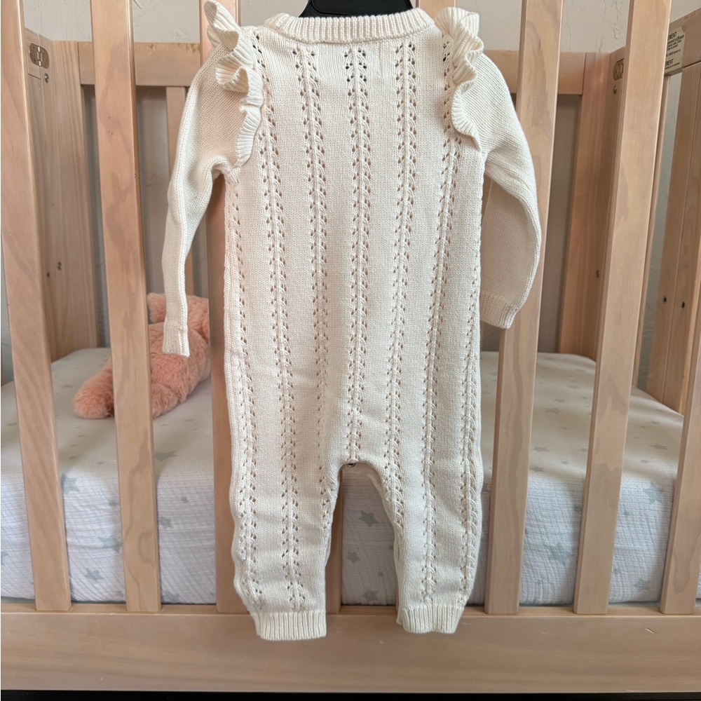 Cream Knit Ruffle One Piece - Picture 3 of 4